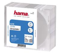 Hama Boîtier CD Slim (pour CD et disques Blu-Ray, Ultra Mince, avec Une Feuille pour la Couverture, Lot de 10) Transparent