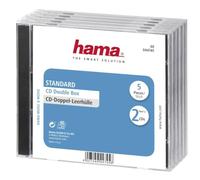 Hama Boîtier CD double – Étui protecteur pour CD/Blu‑Ray, Paquet de 5 Noir/Transparent