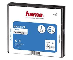 Hama Boîtier Multipack (pour 6 CD/DVD/Blu-Ray, Multipack, 6 in 1, étui de Protection pour CD) Noir/Transparent