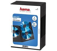 Hama Boîtier standard pour 3 DVD, film pour jaquette, compatible CD/Blu-ray – Lot de 5 Noir
