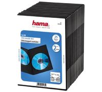 Hama Boîtier Slim Double (pour DVD, Convient également aux CD et disques Blu-Ray, Ultra Mince, avec Une Feuille pour la Couverture, Lot de 25) Noir/Transparent