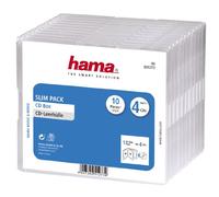 Hama Boîtier "Slim" quadruple (pour CD et disques Blu-ray, ultra mince, avec une feuille pour la couverture, pour 4 CD, lot de 10) Transparent