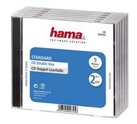 Hama Boîtier CD double – Étui protecteur pour CD/Blu‑Ray, Paquet de 5 Noir/Transparent