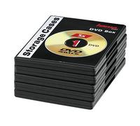 Hama Boîtier standard (pour DVD, convient également aux CD et aux Blu-ray, avec film pour l'insertion de la jaquette, lot de 5) Noir