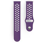 Hama Bracelet de montre Fitbit 22 mm (bracelet de rechange réglable pour montre connectée Fitbit Versa 2, Versa, Versa Lite Bracelet de rechange en silicone avec bouton en acier inoxydable) Violet/gris