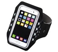 Hama Brassard de sport "Running" (pour smartphones 5,5" (13,97 cm), taille du brassard XXL (8 cm x 1,2 cm x 15,7 cm), avec scratch, avec LED, en lycra) Noir/Gris