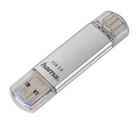 Hama C-Laeta Clé USB 3.1 Gen 1 - Flash Drive 16 Go, Vitesse jusqu'à 40 Mo/s, Clef avec connecteurs USB A & USB C, pour PC/Mac/Tablette et Smartphone - Argentée