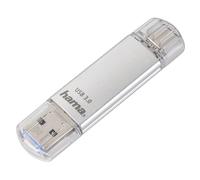 Hama Clé USB C-Laeta (USB3.1/USB3.0 Type-C, 256GB, Double clé USB, pour Ordinateur Portable, téléphone Mobile, Tablette, OTG, 70 Mo/s, boîtier en métal, USB Type-C, clé de téléphone Portable) Argent