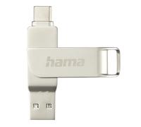 Hama C-Rotate Pro Clé USB 3.1 - Flash Drive 64 Go, Vitesse jusqu'à 70 Mo/s, Clef avec connecteurs USB A & USB C, pour PC/Mac/Tablette et Smartphone - Argentée