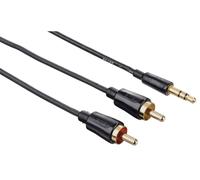 Hama Câble Adaptateur Slim AUX 3,5 mm Vers 2x RCA Cinch Audio Noir 1,5 m