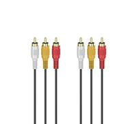 Hama Câble audio/vidéo 3 fiches RCA mâles – 3 fiches RCA mâles, doré, 3,0 m