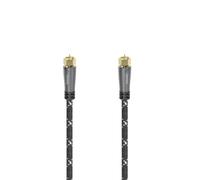 Hama Câble coaxial SAT 5 m – Connecteurs F mâle plaqués or, quadruple blindage, gris/noir