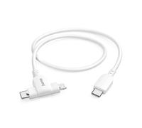 Hama câble de charge 2 en 1 USB-C vers USB-C/Lightning MFI - 1.5m - blanc