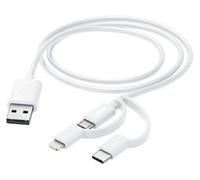Hama Câble de charge 3-en-1 USB-A - micro‑USB/USB‑C/Lightning 1 m - Blanc