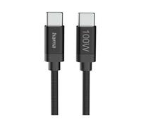 Hama câble de charge Fabric USB-C vers USB-C 3m - nylon - noir