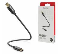 Hama Câble de charge USB C - USB C (USB 2.0 Type-C, 3A, 20 cm, 480 Mbit/s, chargeur, nylon) noir