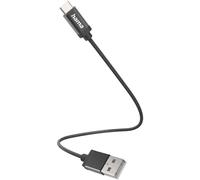 Hama Câble de charge USB USB 2.0 USB-A mâle, USB-C® mâle 0.20 m noir gaine textile 00201600
