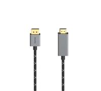 Hama Câble DisplayPort vers HDMI 4K 1,50m Garantie 30ANS (Ultra HD, 4K, aluminium, connecteurs plaqués or, double blindage, Gaine renforcée en fibres d'aramide) noir