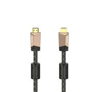 Hama Câble HDMI 2.0 B (Premium, HDMI, Cordon, 18 Gbit/s, 4K, HDR, Full Metal, Plaqué or, 3 m) noir/marron
