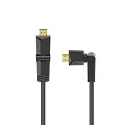 Hama Câble HDMI coudé 4K Garantie 10 ans (Cable HDMI 2.0b coudé Rotation 360, Cable High Speed avec Ethernet, 1.5m, mâle-mâle, Retour Audio, HDR, 18 Gbit/s, 600MHz, Résolution 4096x2160, Blindé) Noir