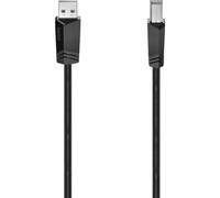 Hama Câble Imprimante USB 2.0 A Mâle vers USB B Mâle 1.5m, Garantie 10ans, Haute Vitesse 480 Mbit/s, Cordon Scanner Printer Type B - Noir