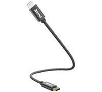 Hama Câble iPhone (Câble Lightning Certifié MFI, Câble Chargeur iPhone USB-C/Lightning, 0.2m, Idéal Apple iPad/iPhone 14 13 12 11 Pro Max Plus mini SE XS Max XR X 8 7) Noir