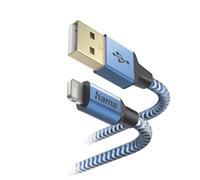 Hama Câble iPhone (Câble Lightning Certifié MFI, Câble Chargeur iPhone USB/Lightning, 1.5m, Refléchissant, Idéal Apple iPad/iPhone 14 13 12 11 Pro Max Plus mini SE XS Max XR X 8 7) Bleu