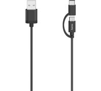 Câble micro-USB, 2 en 1, avec adaptateur USB-C, USB 2.0, 0,75 m