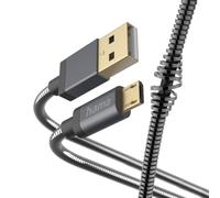 Hama Câble Micro-USB Métal (Câble de charge et transfert de données USB-A 2.0 mâle vers Micro-USB, Fiche Aluminium, câble anti-torsion, Gaine en métal élégante et robuste 1.5 m) Anthracite