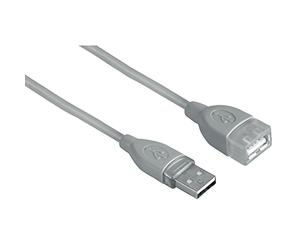 Hama Câble prolongateur USB, fiche A - prise A (USB 2.0, USB/USB A mâle, 480 Mbit/s, 0,5 m) Gris