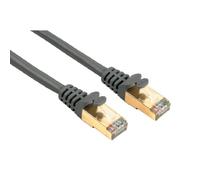Hama Câble réseau RJ45 "Droit" Ethernet Cat 5e STP (câble de raccordement de 1 m, 1000 Mbit/s, plaqué or, blindé) gris