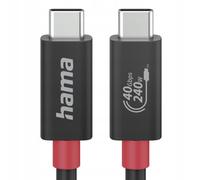 Hama Câble USB C, 1 m (USB C vers C, marqueur E, USB4 Gen3, 40 Gbit/s, câble de charge, câble de données, PD 3.1 EPR, câble de moniteur, Ultra HD, câble de charge pour téléphone portable, flexible