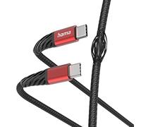 Hama Câble USB-C à USB-C Extreme (Câble de Connexion USB-C, Câble de Charge PD USB type C, Câble de Données 480 Mbit/s, 1.5 m, pour MacBook Pro,iPad,ChromeBook,Samsung Galaxy S21) Noir/Rouge