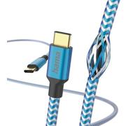 Hama Câble USB-C à USB-C Reflective (Câble de Connexion USB-C, Câble de Charge PD USB type C, Câble de Données 480 Mbit/s, 1.5 m, pour MacBook Pro,iPad,ChromeBook,Samsung Galaxy S21) Bleu