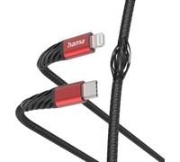 Câble de charge "Extreme" USB-C - Lightning, 1,5 m, nylon, noir/rouge