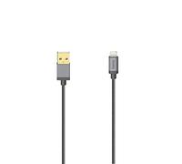 Hama Câble USB pour iPhone/iPad (Connect. Lightning, USB 2.0, métal, 0,75m) Argenté, Noir