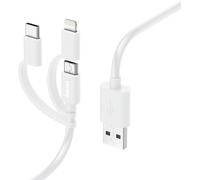 Hama Câble de charge 3-en-1 USB-A - micro‑USB/USB‑C/Lightning 1 m - Blanc