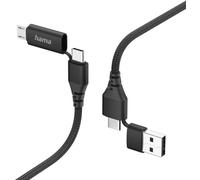 Hama Câble USB 4-en-1 – 2 USB-C, Micro-USB, USB-A – 1,5 m – Charge rapide – Noir