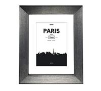 Hama Cadre photo en plastique "Paris" (cadre de 10 cm x 15 cm, bordures de 20 mm x 15 mm, pour les photo de taille 7 cm x 10 cm, verre reflex, polystyrene (PS), avec crochet et pied) Gris Contrasté