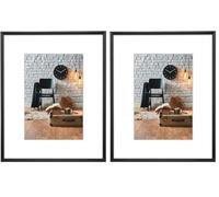 Hama Cadre photo en plastique Sevilla (taille du Cadre de 29,7 x 42 cm (DIN A3) avec bordure de 9 mm x 17 mm, pour une photo de 18 x 24 cm, verre en polystyrène) Noir (Lot de 2)
