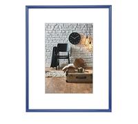 Hama Cadre photo en plastique Sevilla (taille du Cadre de 29,7 x 42 cm (DIN A3) avec bordure de 9 mm x 17 mm, pour une photo de 18 x 24 cm, verre en polystyrène) Bleu