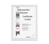 Hama Cadre photo Swing - 21 x 29,7 cm - Idéal pour certificats et documents au format A4 - Cadre moderne en plastique - Pour format portrait - À poser ou à suspendre - Verre réfléchissant - Blanc