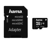 Hama Carte mémoire Photo (Micro SDHC pour Photo/Classe 10, 16 GB - 80 MB/s, Adaptateur Photo) Noir