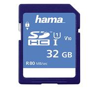 Hama Carte mémoire Photo (SDHC pour Photo/Classe 10, 32 GB - 80 MB/s) Bleu