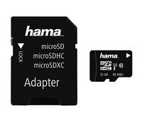 Hama Carte mémoire pour téléphone (Micro SDHC pour téléphone/Classe 10, 32 GB - 80 MB/s, Adaptateur Mobile) Noir