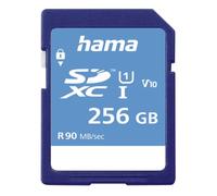 Hama Carte SDXC Classe 10 - Carte SD 256 Go, Vitesse jusqu'à 90 Mo/s, Carte Mémoire Compatible UHS-I, pour Ordinateur/Appareil Photo/Smartphone - Bleu