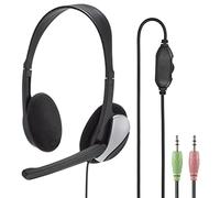 Hama Casque Essential HS 200" avec Microphone (Ultra-léger, Oreillettes rembourrées, Casque stéréo, chaîne stéréo, réglage du Volume sur Le câble, Longueur de câble de 2 m, Prise Jack 3,5 mm) Noir