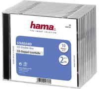 Hama Boîtier standard double (pour CD et disques Blu-Ray, Étui protecteur pour CD, paquet de 10) Noir/Transparent