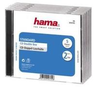 Hama Boîtier Standard Double (pour CD et disques Blu-Ray, Étui Protecteur pour CD, Paquet de 5) Noir/Transparent