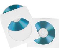 Hama Pochettes de Protection (en Papier pour CD/DVD/Blu-Ray, Lot de 100) Blanc/Transparent